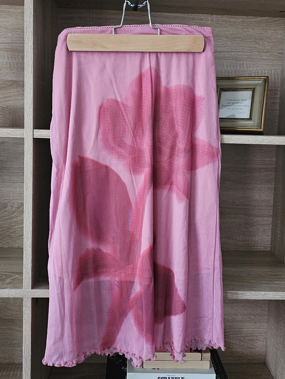 Pink Floral Print Midi Skirt